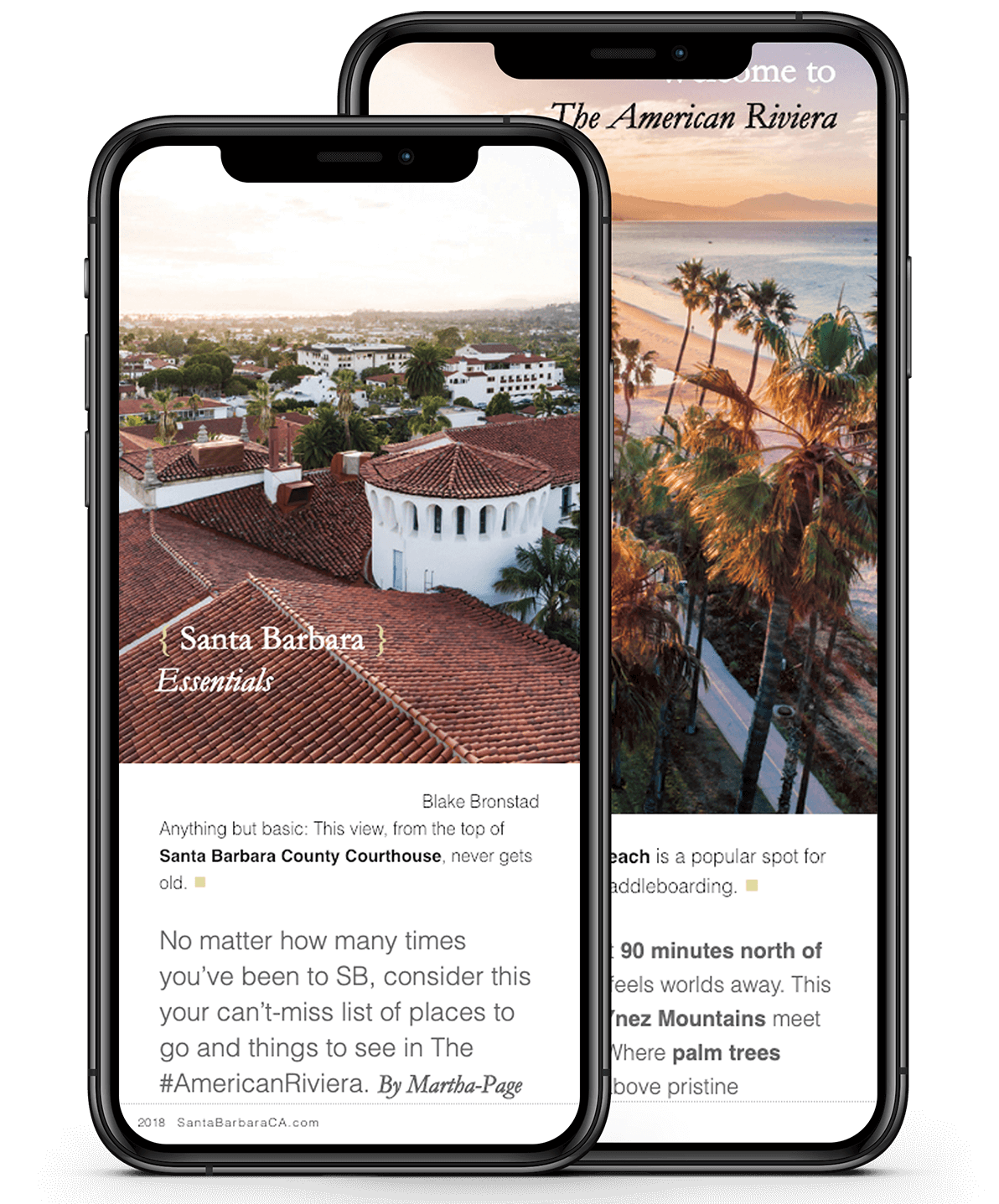 A travel magazine created in PageRaft and shown on an iPhone