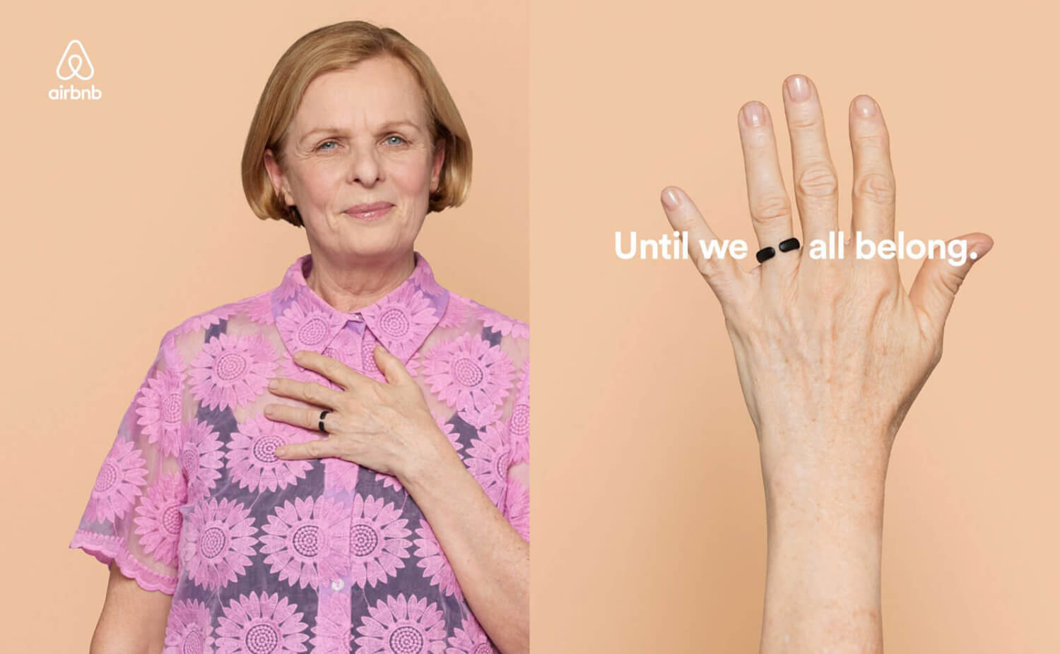 Air Bnb ad showing an older woman with a ring on her finger