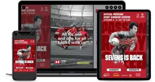 Canada Sevens digital program guide displayed on multiple devices